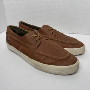 Polo Ralph Lauren Tenen Boat Shoes Mens 11 D Brown Leather Deck Sneakers Moc Toe